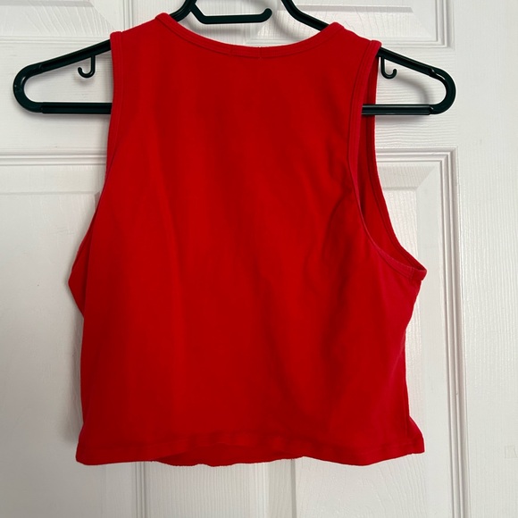 Garage Red Cut Out Cropped Tank - Picture 2 of 4